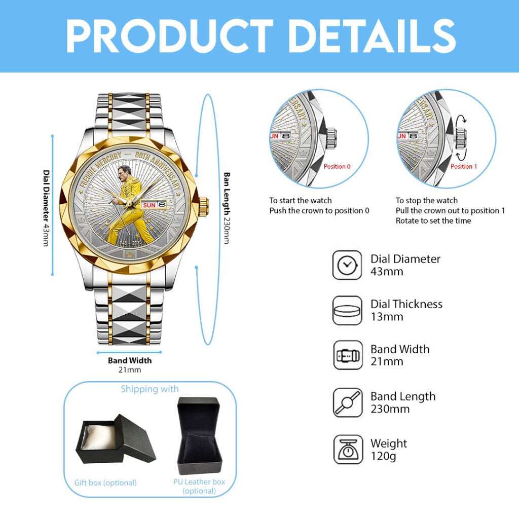 Freddie Mercury 80th Anniversary Alloy Luxury Quartz Watch - NGHIAVT6187