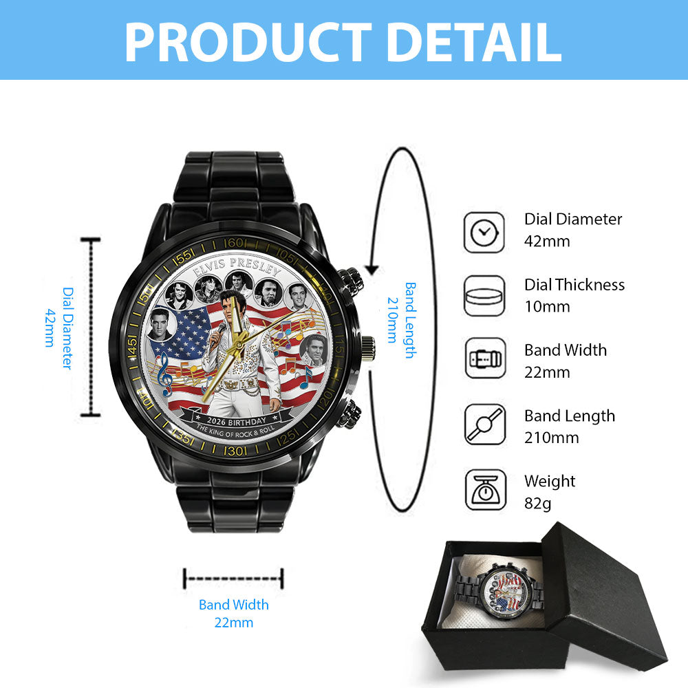 Elvis Presley Black Stainless Steel Watch - NGHIAVT9218