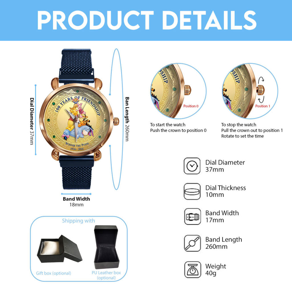Winnie-the-Pooh 100th Anniversary Mesh Strap Quartz Watch - NGHIAVT9416