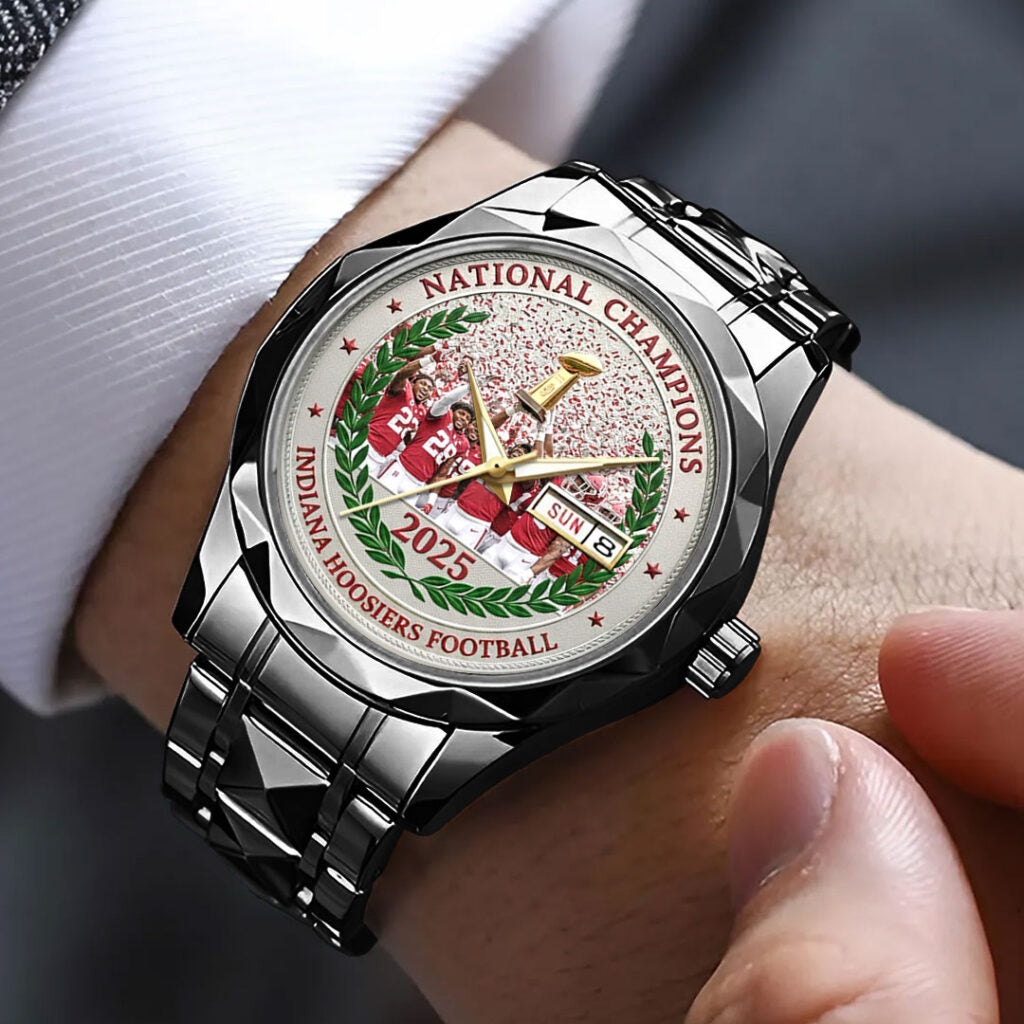 Indiana Hoosiers Football 2025 National Championship Anniversary Alloy Luxury Quartz Watch - NGHIAVT9498