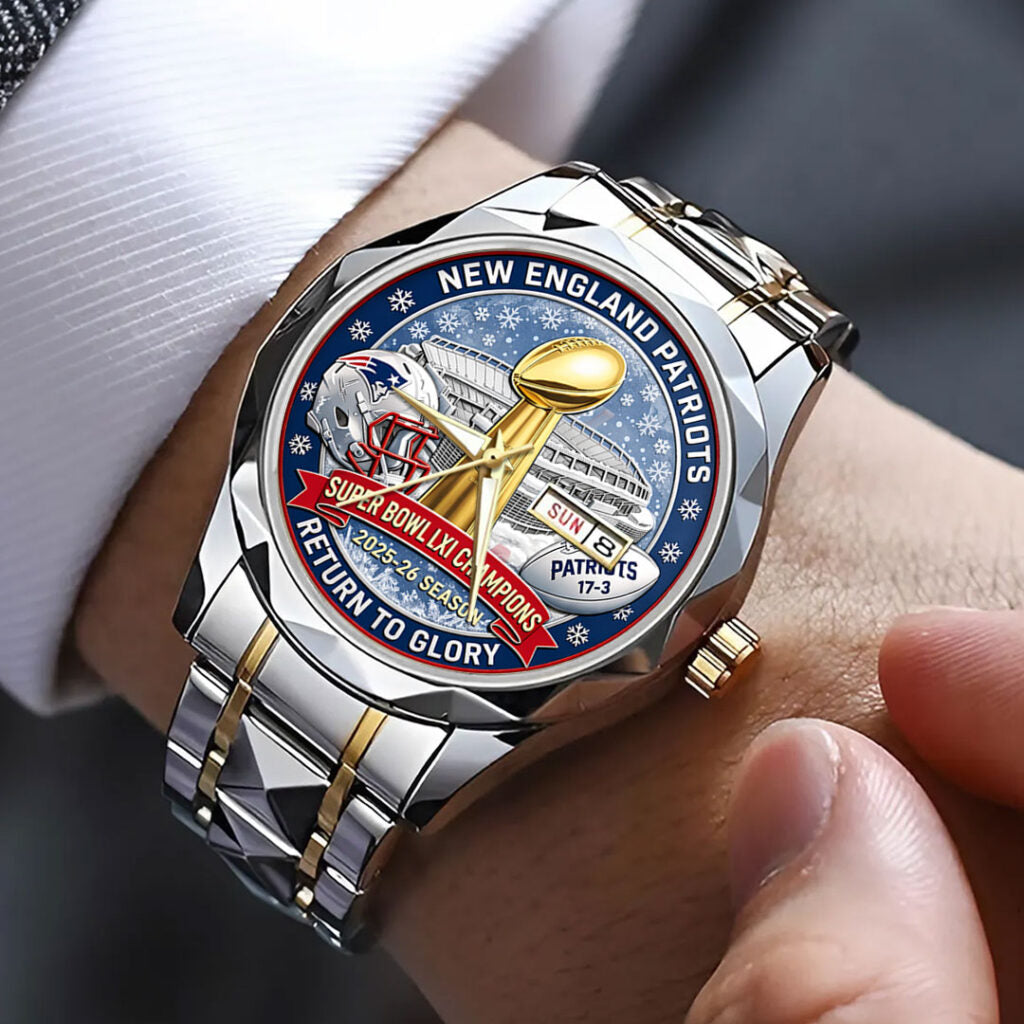 New England Patriots AFC Champions 2026 Alloy Luxury Quartz Watch - NGHIAVT9581