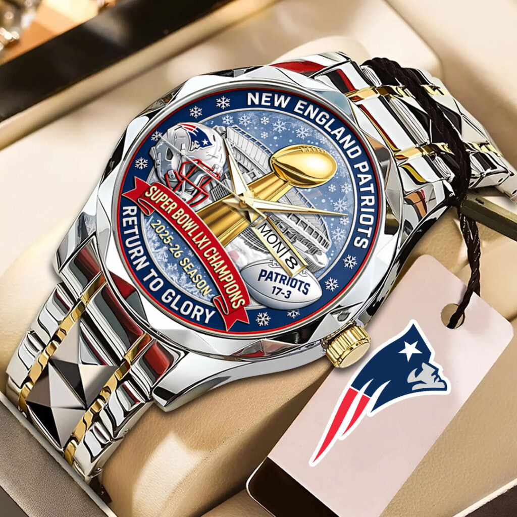 New England Patriots AFC Champions 2026 Alloy Luxury Quartz Watch - NGHIAVT9581