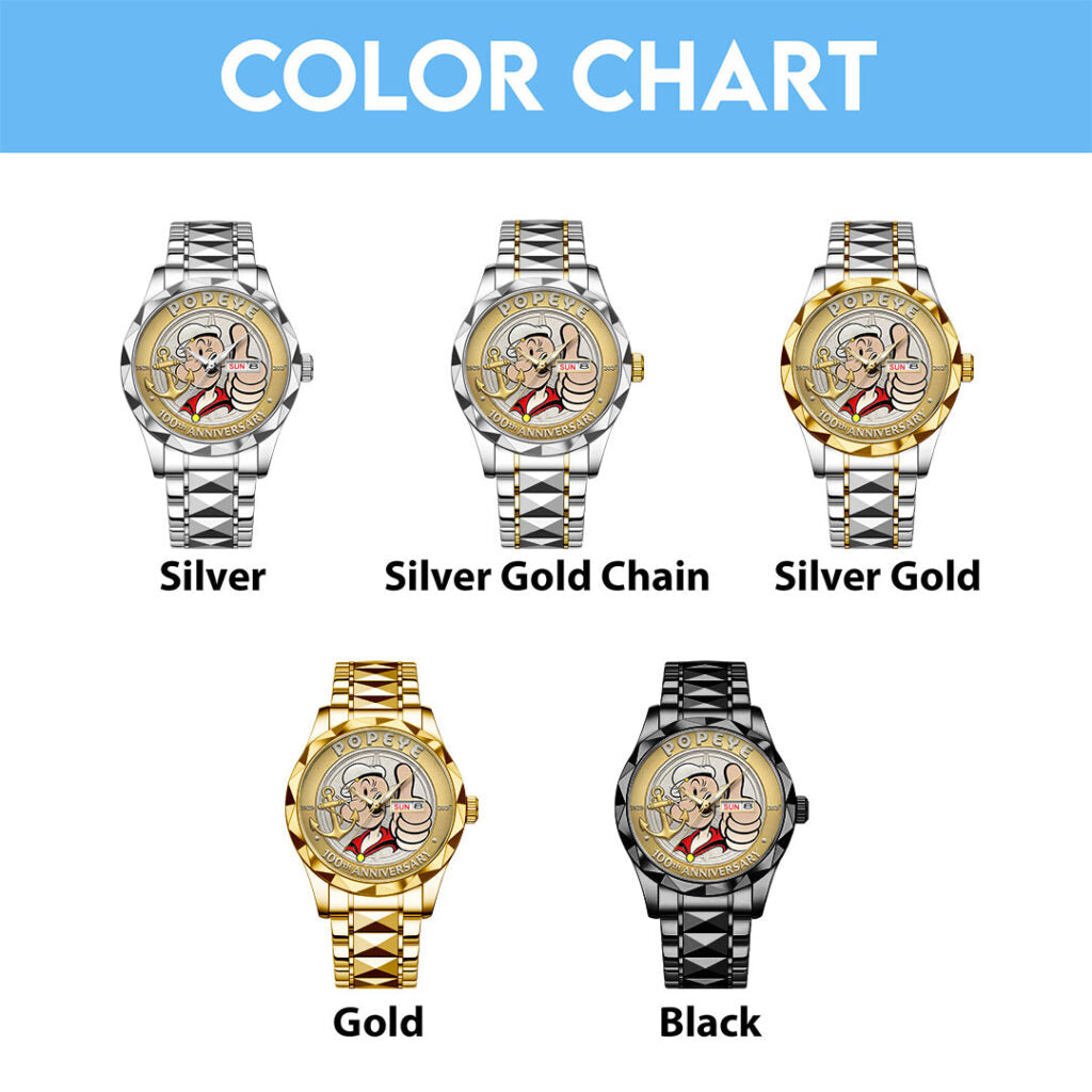 Popeye The Sailor Man 100th Anniversary Alloy Luxury Quartz Watch - NGHIAVT9673