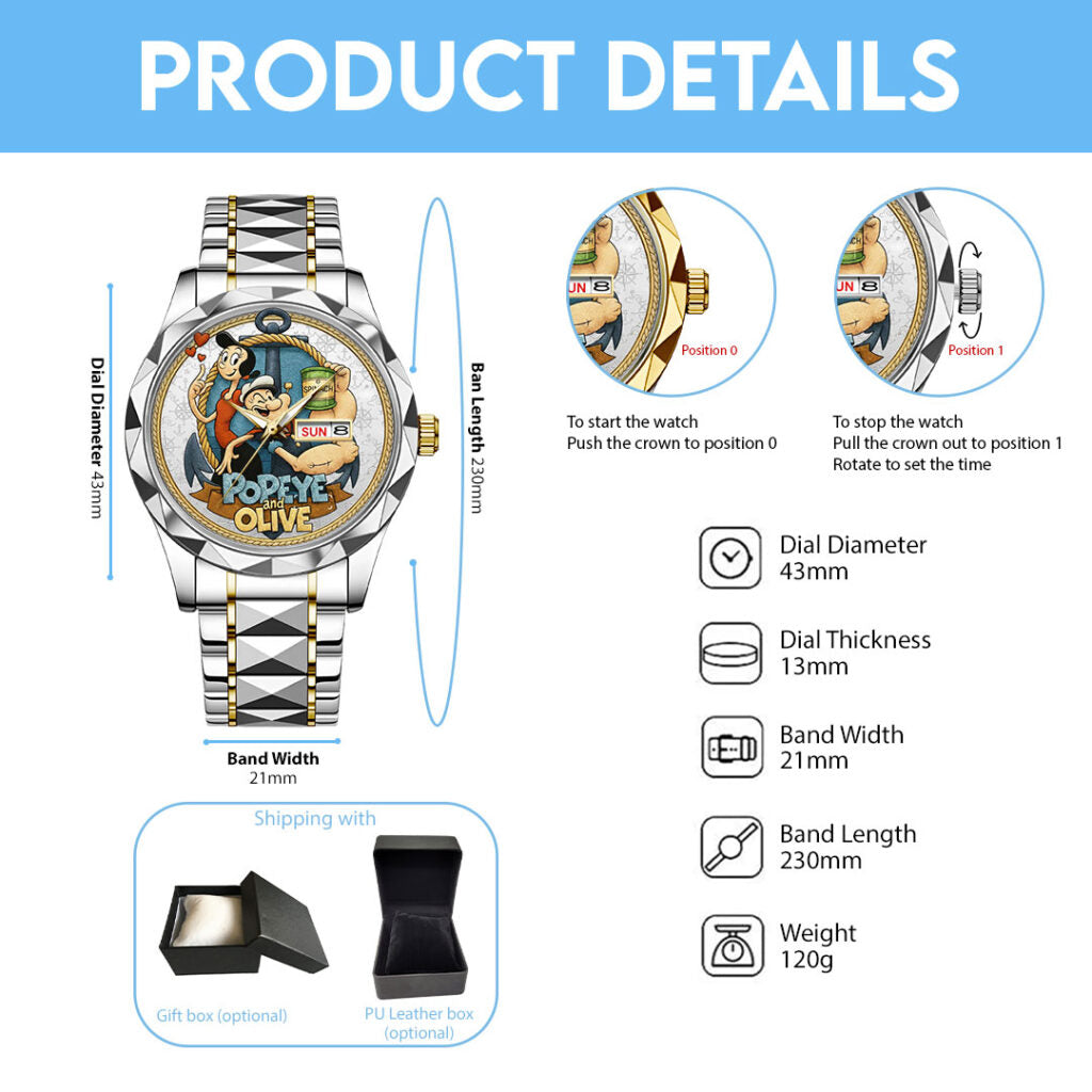 Popeye The Sailor Man 100th Anniversary Alloy Luxury Quartz Watch - NGHIAVT9675