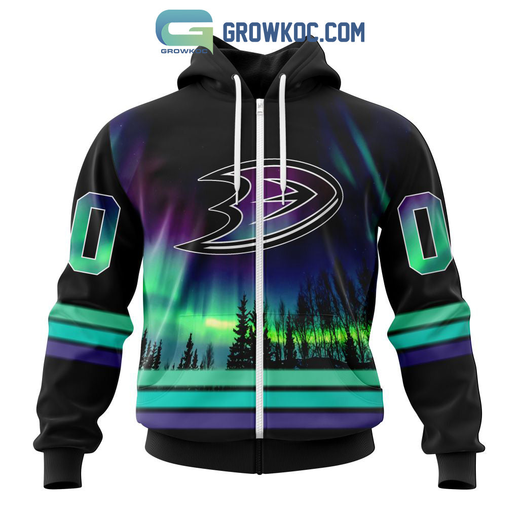 NHL Anaheim Ducks Personalized Special Design With Northern Lights Hoodie T Shirt