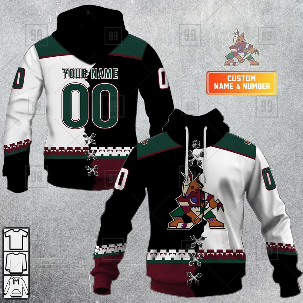 NHL Arizona Coyotes Mix Jersey Custom Personalized Hoodie T Shirt Sweatshirt