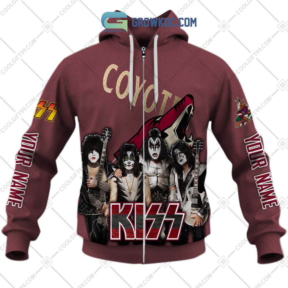 NHL Arizona Coyotes Personalized Collab With Kiss Band Hoodie T Shirt