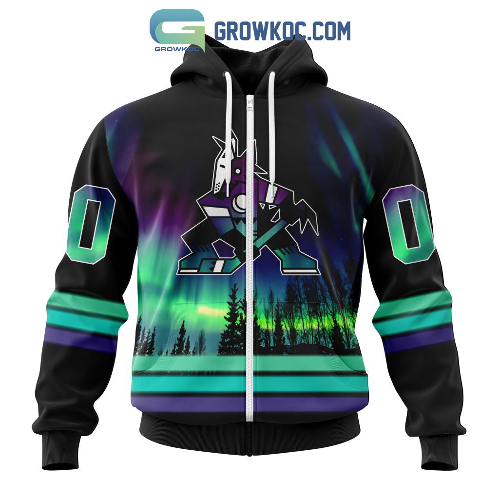 NHL Arizona Coyotes Personalized Special Design With Northern Lights Hoodie T Shirt