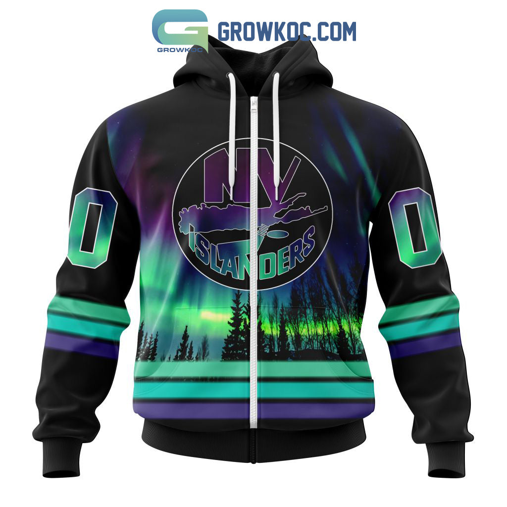 NHL New York Islanders Personalized Special Design With Northern Lights Hoodie T Shirt