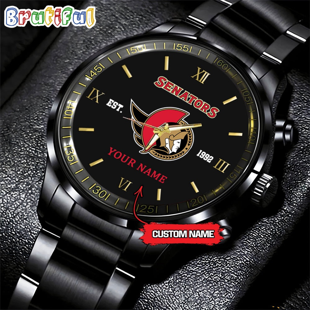 NHL Ottawa Senators Black Fashion Watch Custom Hockey Game Time