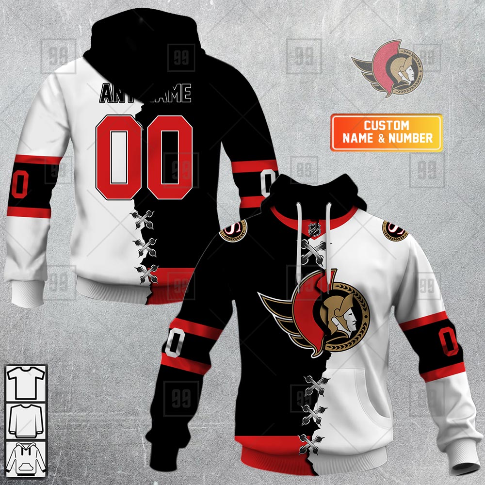 NHL Ottawa Senators Mix Jersey Custom Personalized Hoodie T Shirt Sweatshirt