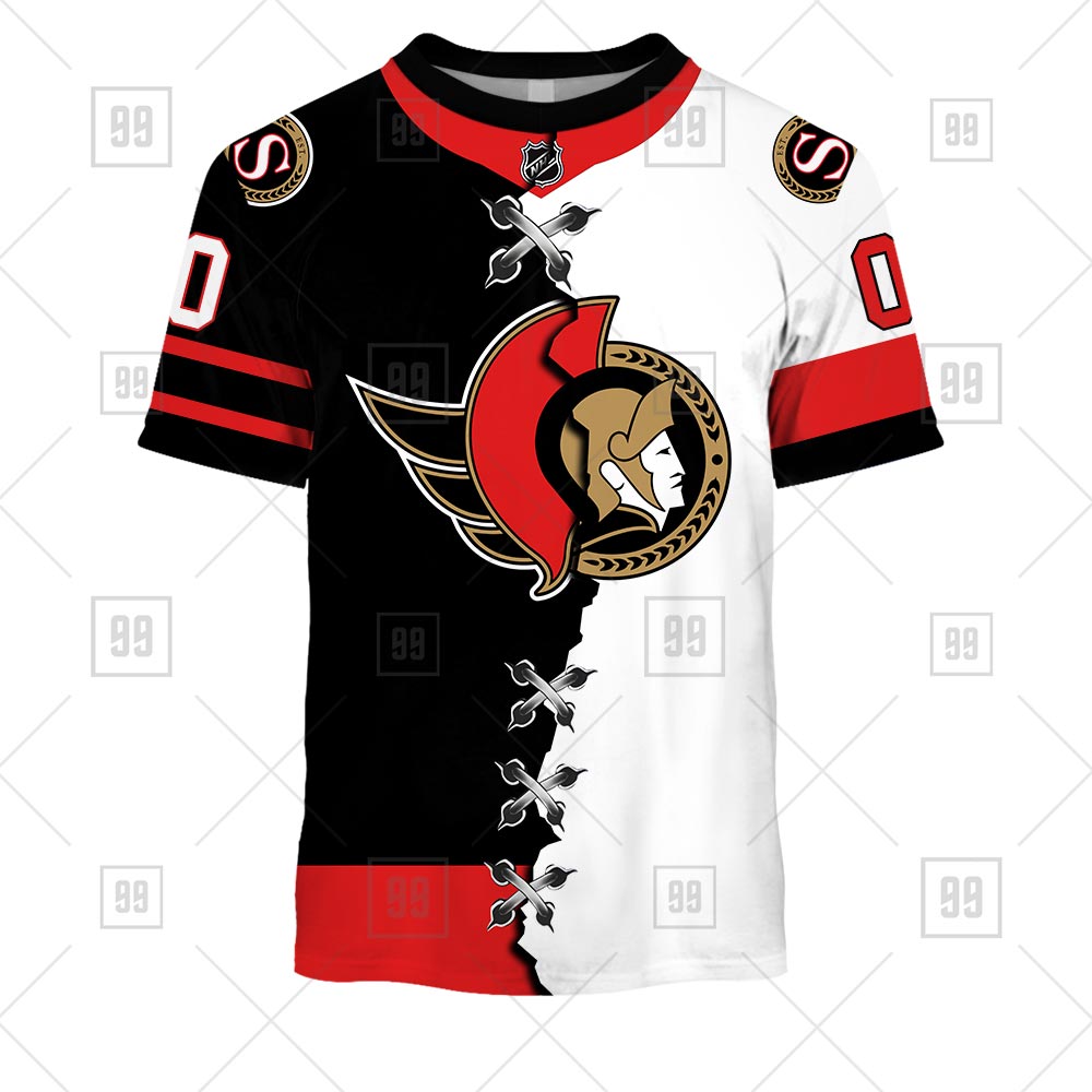 NHL Ottawa Senators Mix Jersey Custom Personalized Hoodie T Shirt Sweatshirt