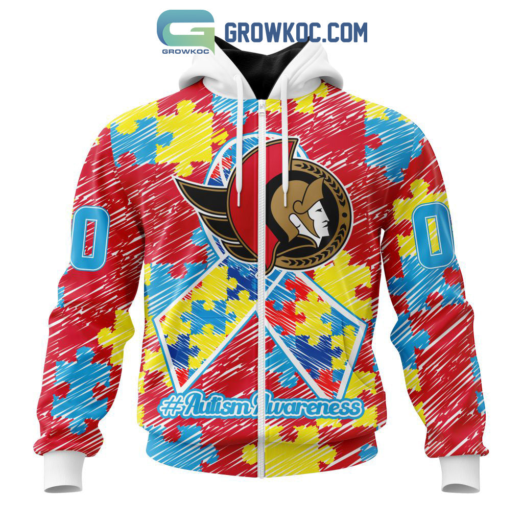 NHL Ottawa Senators Puzzle Autism Awareness Personalized Hoodie T Shirt