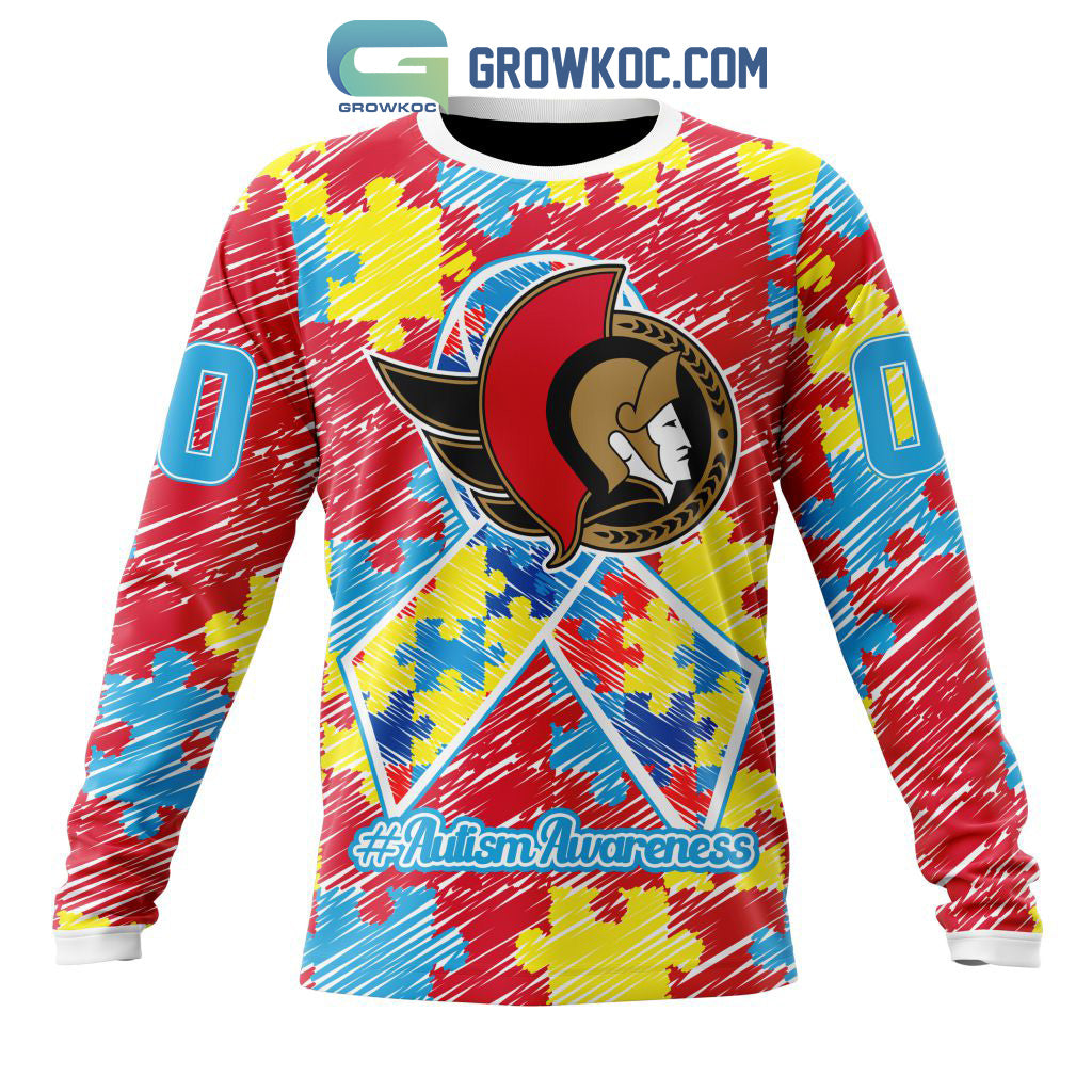 NHL Ottawa Senators Puzzle Autism Awareness Personalized Hoodie T Shirt