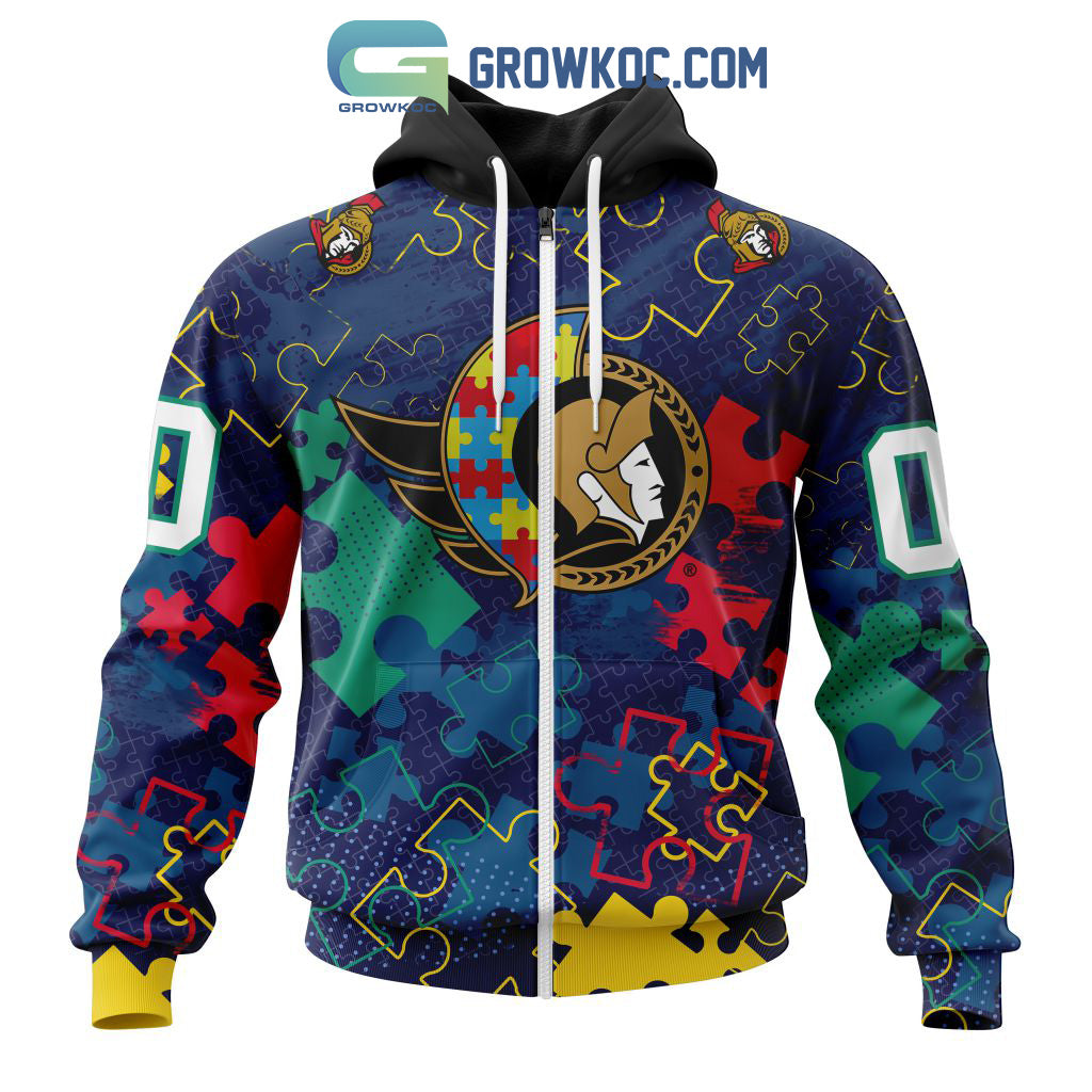 NHL Ottawa Senators Puzzle Fearless Against Autism Awareness Hoodie T Shirt