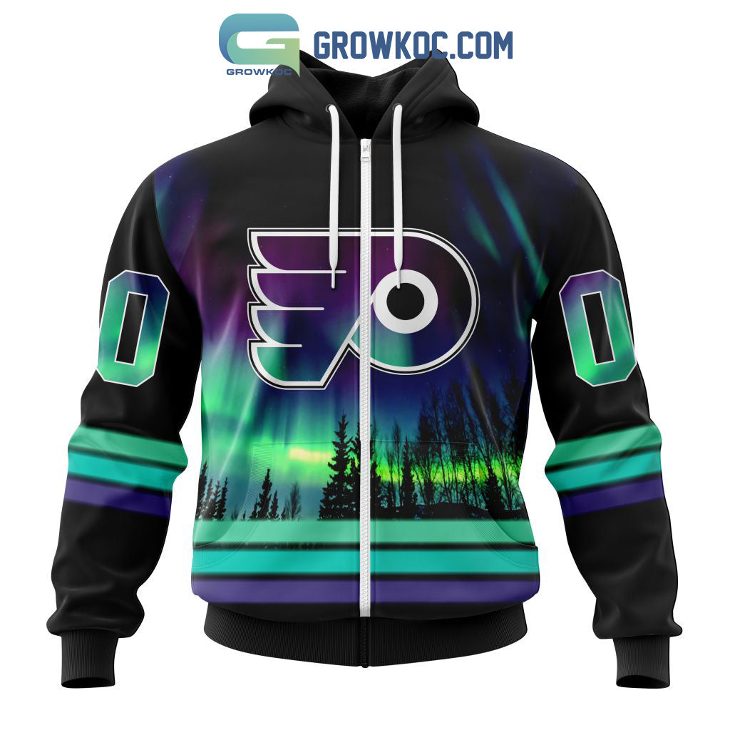NHL Philadelphia Flyers Personalized Special Design With Northern Lights Hoodie T Shirt