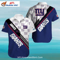 NY Giants Aloha Shirt Bold Stripes White Blue Contrast