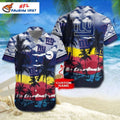 NY Giants Aloha Shirt Custom Name Sunset Palm Tree Scene