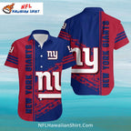 NY Giants Aloha Shirt Modern Vertical Stripe Graphic Logo