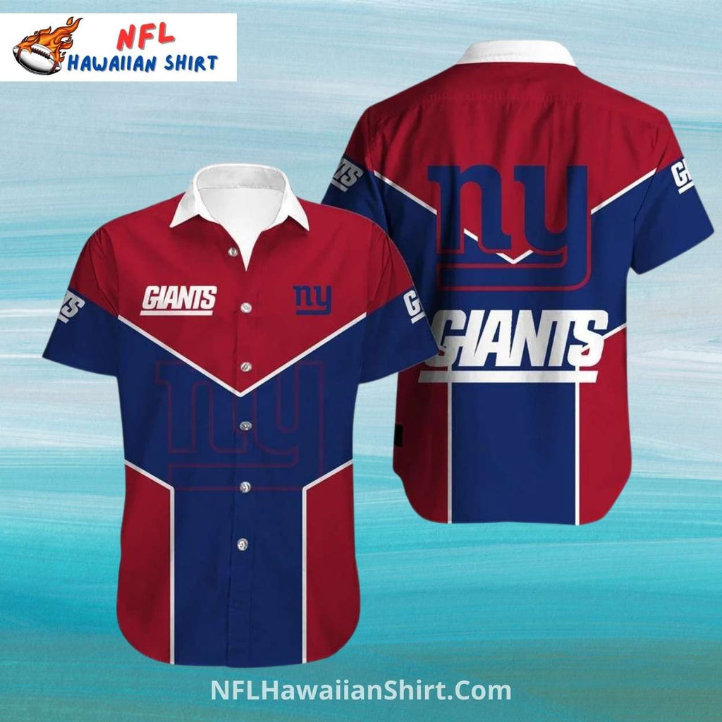 NY Giants Aloha Shirt Red Blue Geometric Bold Design