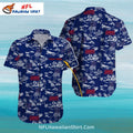 NY Giants Blue Tropical Sketch Pattern Aloha Shirt