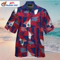 NY Giants Hawaiian Shirt Geometric Red Blue Abstract Art