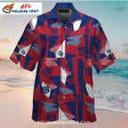 NY Giants Hawaiian Shirt Geometric Red Blue Abstract Art