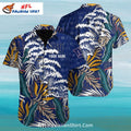 NY Giants Ocean Wave And Tropical Leaf Aloha Shirt
