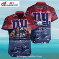 NY Giants Shark Ocean And Football Player Aloha Shirt