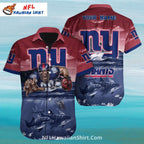 NY Giants Shark Ocean And Football Player Aloha Shirt