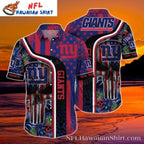 NY Giants Skull Punisher Pattern Tropical Hawaiian Shirt