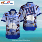 NY Giants Sunset Cruise And Palm Tree Aloha Shirt