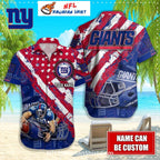 NY Giants Tropical Sunset And Beach Scene Aloha Shirt