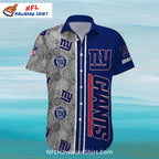 NY Giants Wheel Pattern And Split-Color Hawaiian Shirt