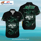 NY Jets Hawaiian Shirt – Dark Jungle Football Pattern