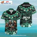 NY Jets Hawaiian Shirt – Green Camouflage And Floral Pattern