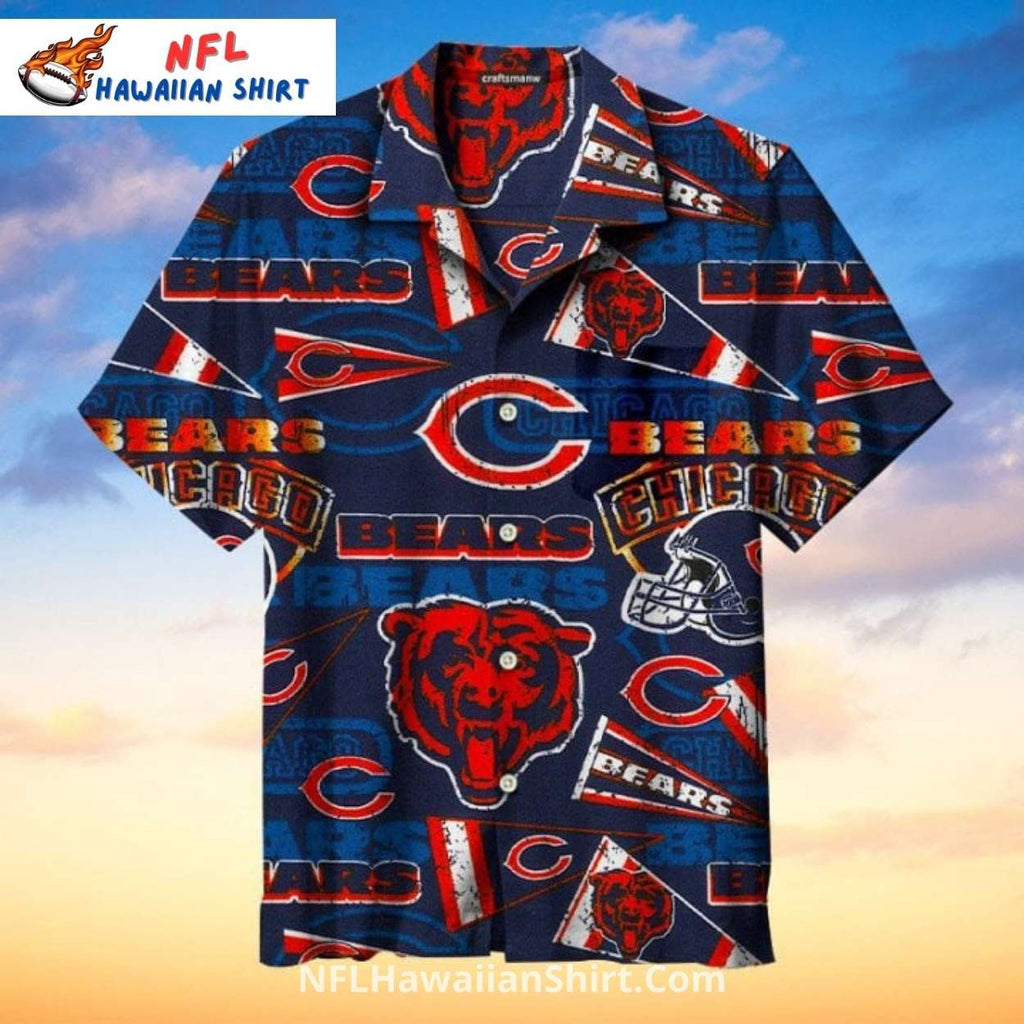 Navy And Orange Chicago Bears Themed Pattern Shirt