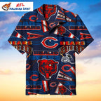 Navy And Orange Chicago Bears Themed Pattern Shirt