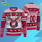 Personalized Ncaa Wisconsin Badgers Special Reindeer Light Ugly Christmas Sweater