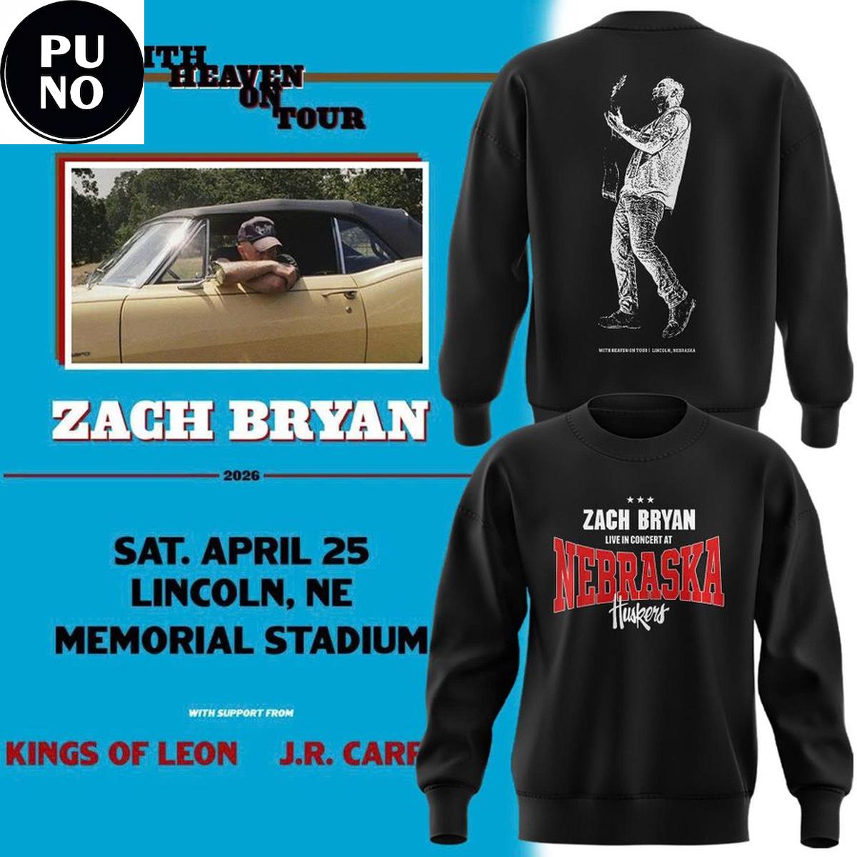 Nebraska Huskers x Zach Bryan With Heaven Tour 2026 Hoodie T-Shirt
