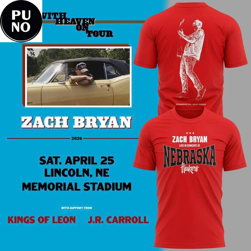 Nebraska Huskers x Zach Bryan With Heaven Tour 2026 Hoodie T-Shirt