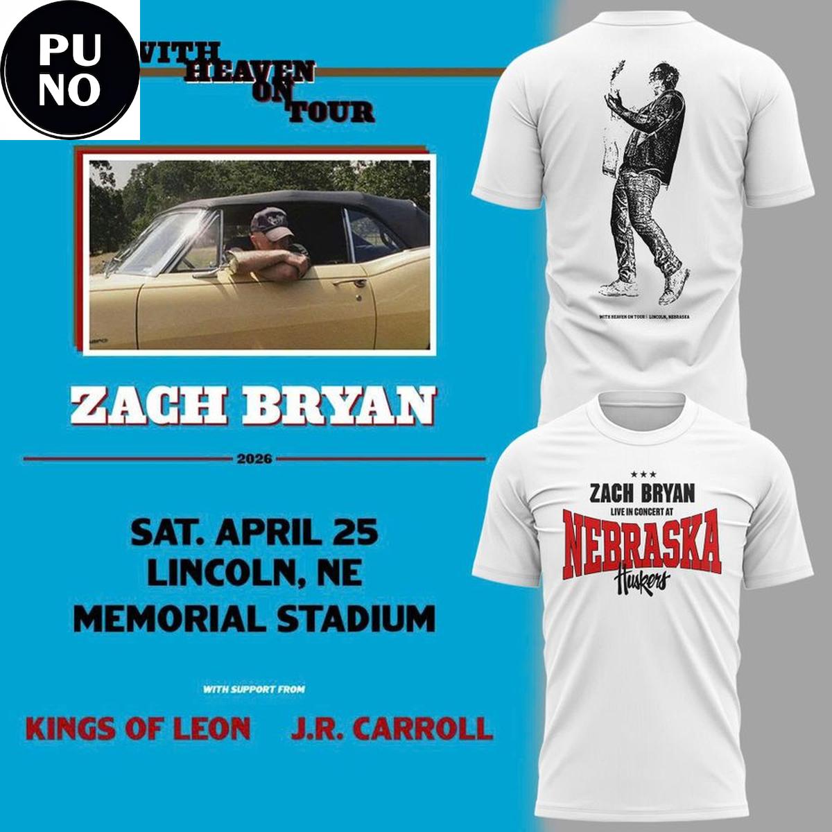 Nebraska Huskers x Zach Bryan With Heaven Tour 2026 Hoodie T-Shirt
