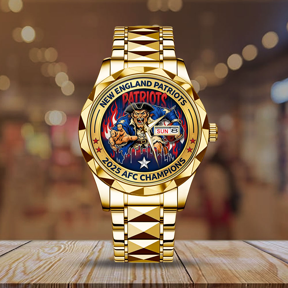 New England Patriots 2025 AFC Champions Alloy Luxury Quartz Watch - TMTHU3458
