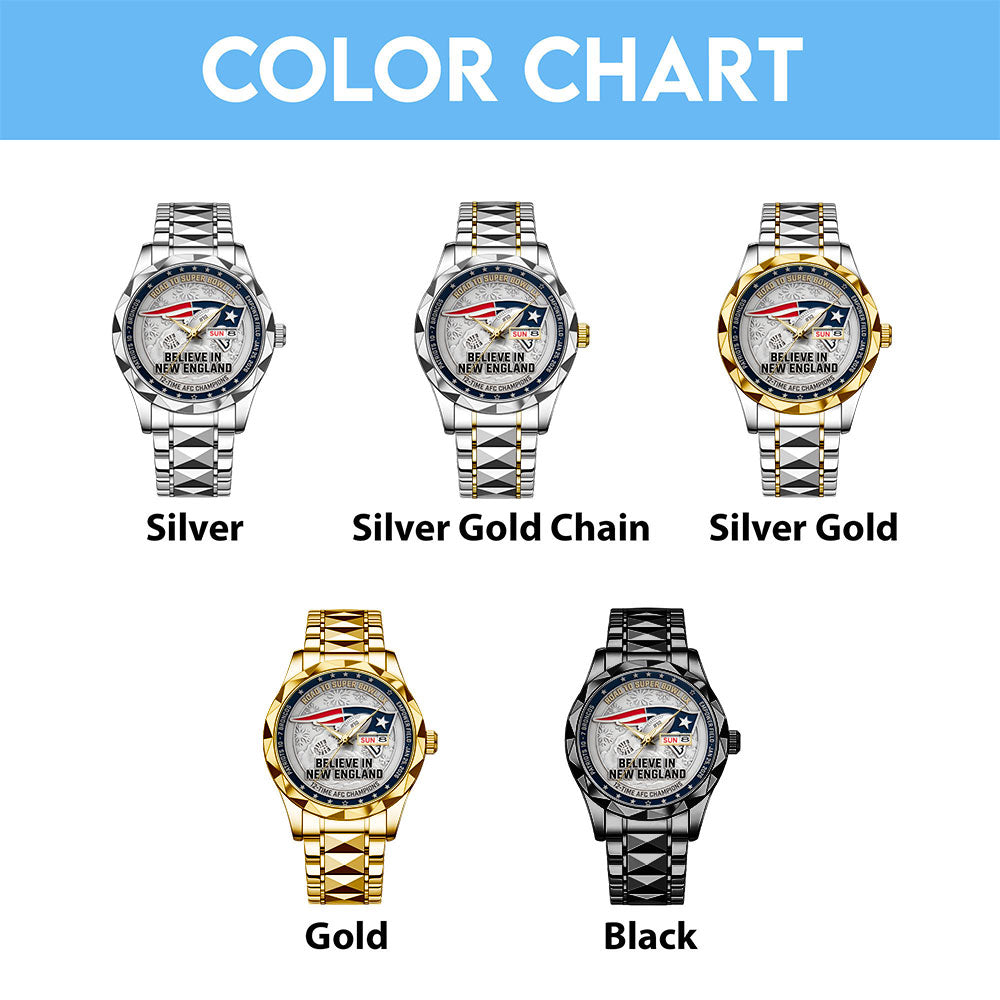 New England Patriots 2025 AFC Champions Alloy Luxury Quartz Watch - TANTN20684