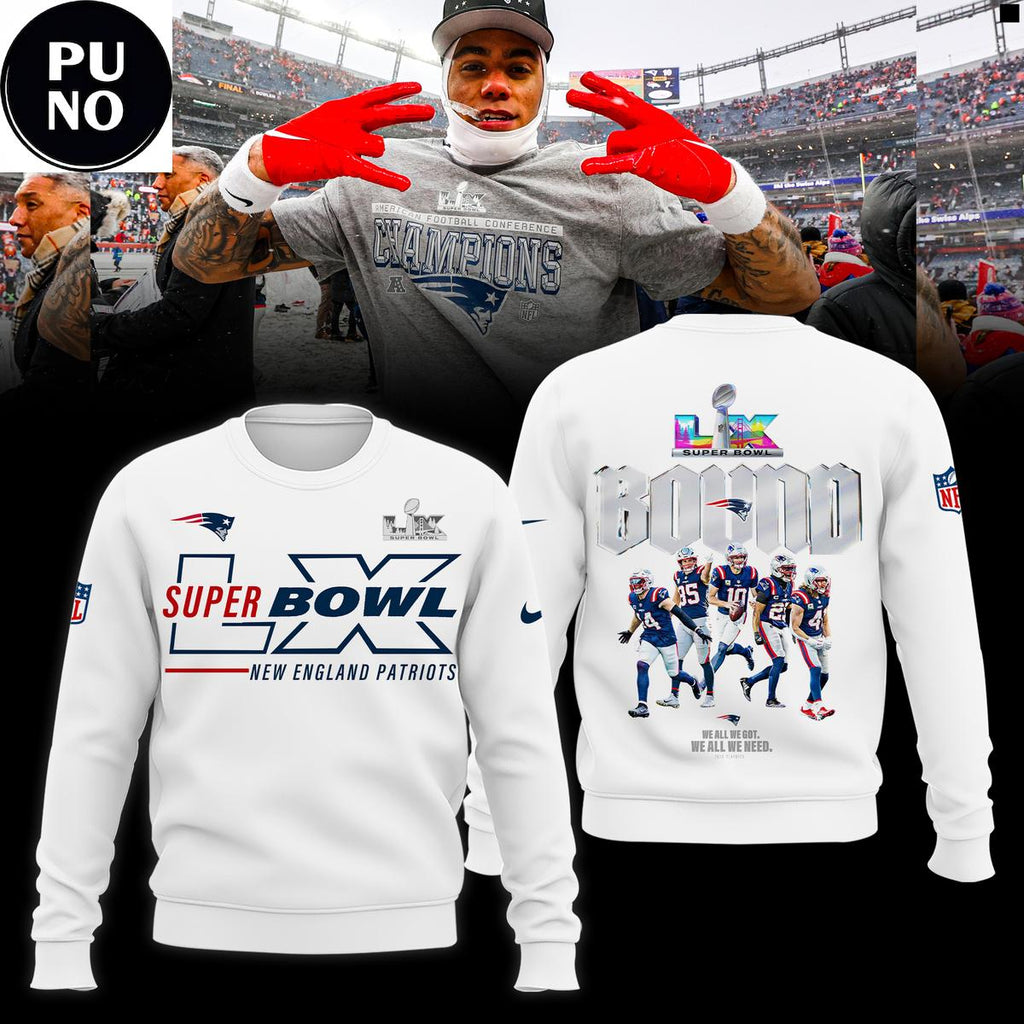 New England Patriots AFC Champions Super Bowl LX Bound Hoodie T-Shirt