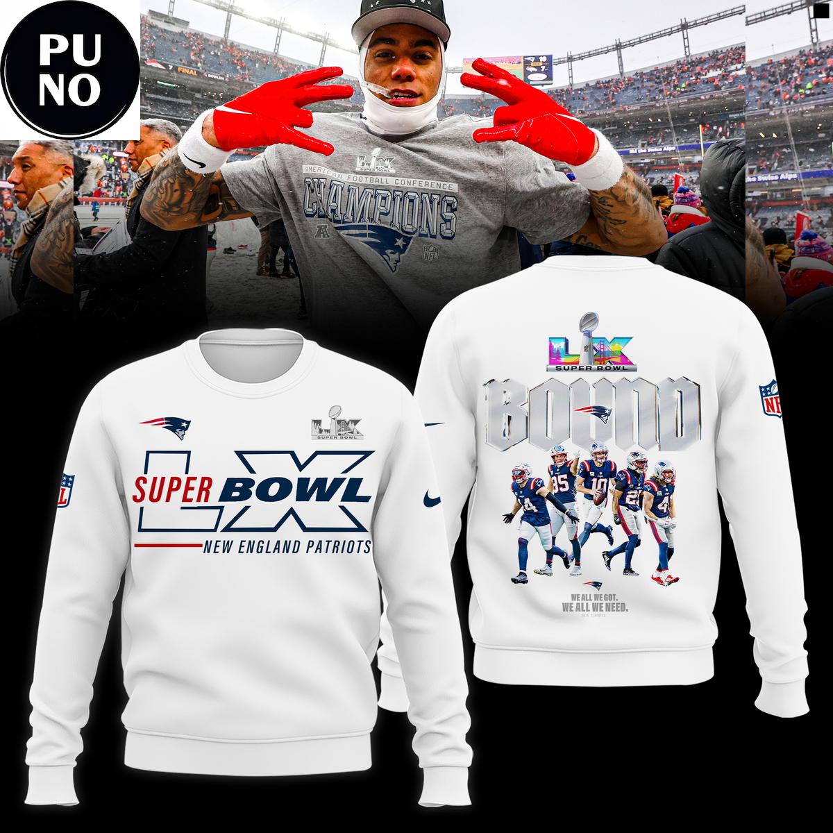 New England Patriots AFC Champions Super Bowl LX Bound Hoodie T-Shirt