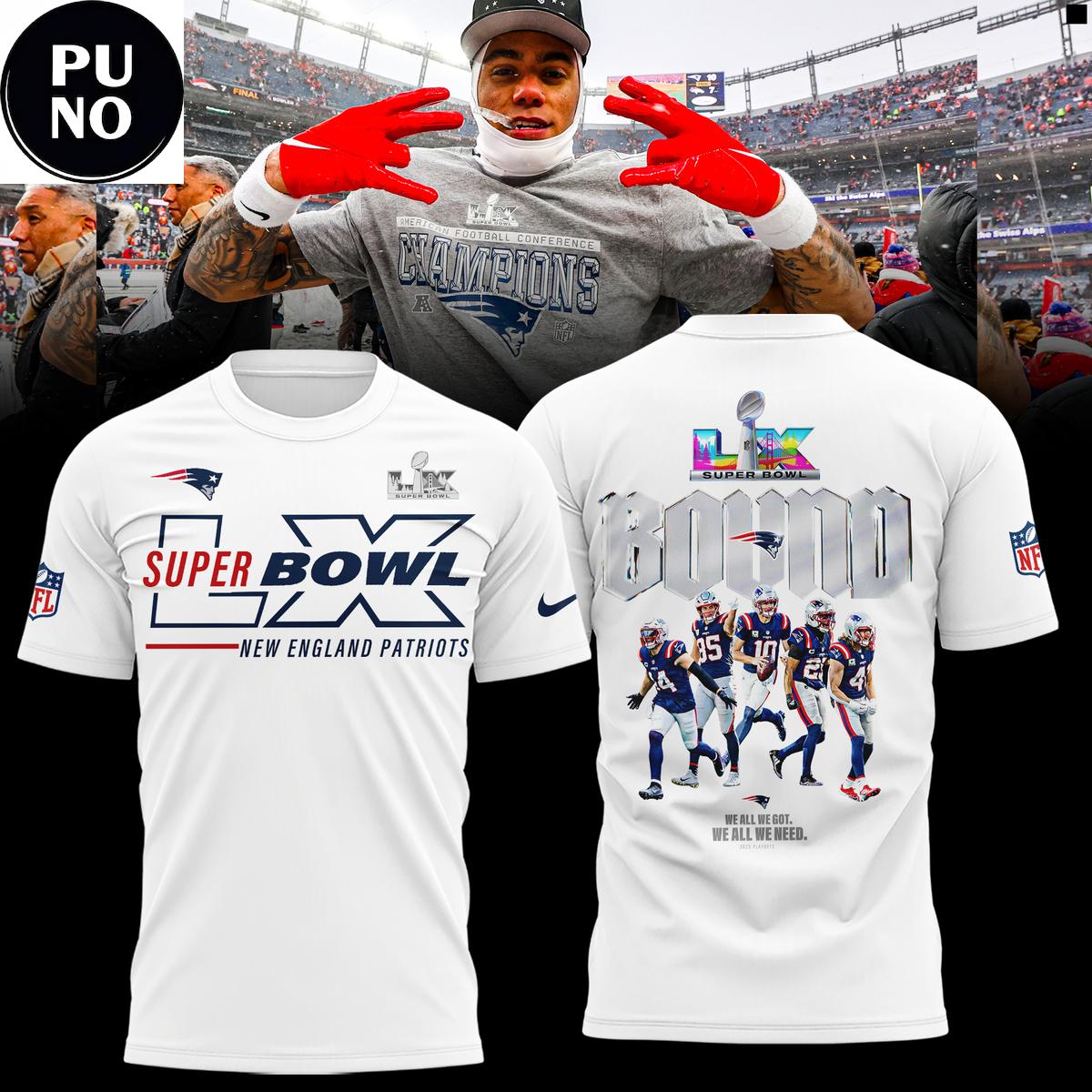 New England Patriots AFC Champions Super Bowl LX Bound Hoodie T-Shirt