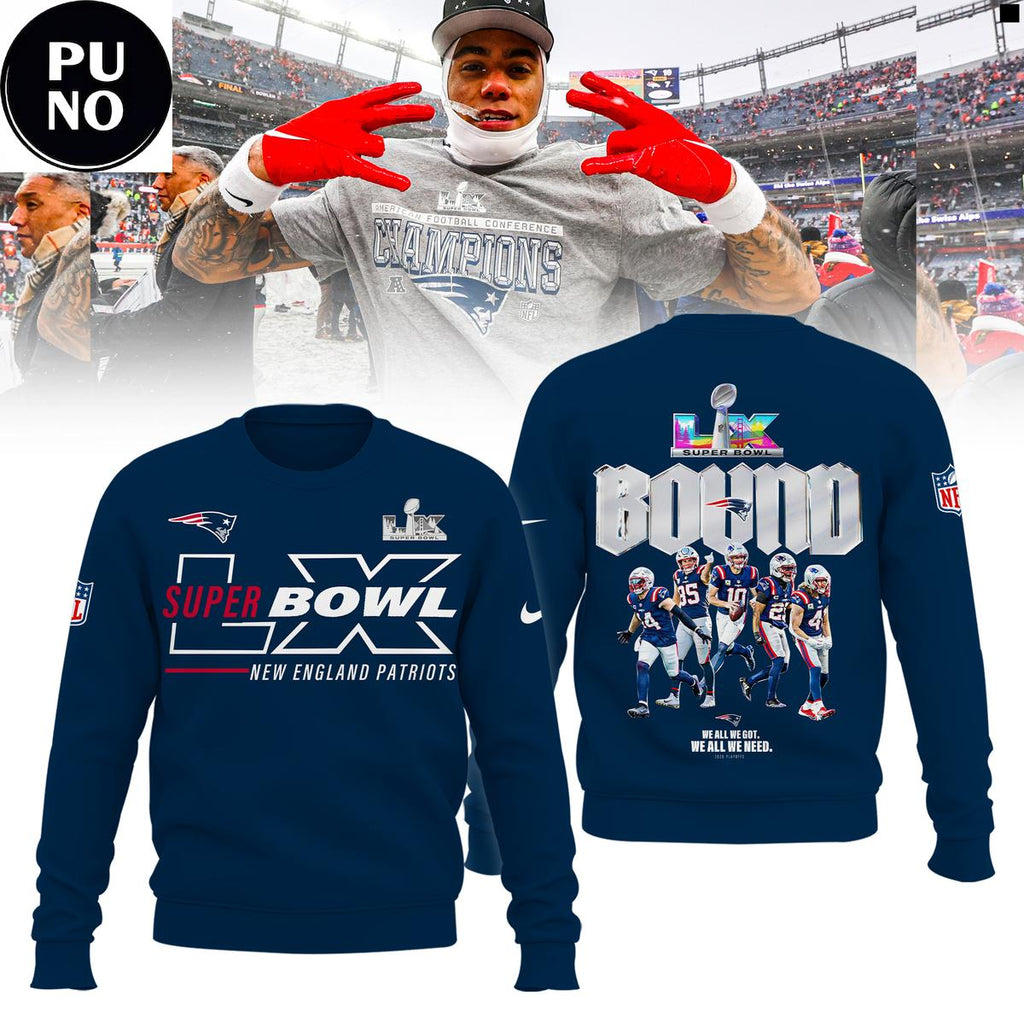 New England Patriots AFC Champions Super Bowl LX Bound Hoodie T-Shirt