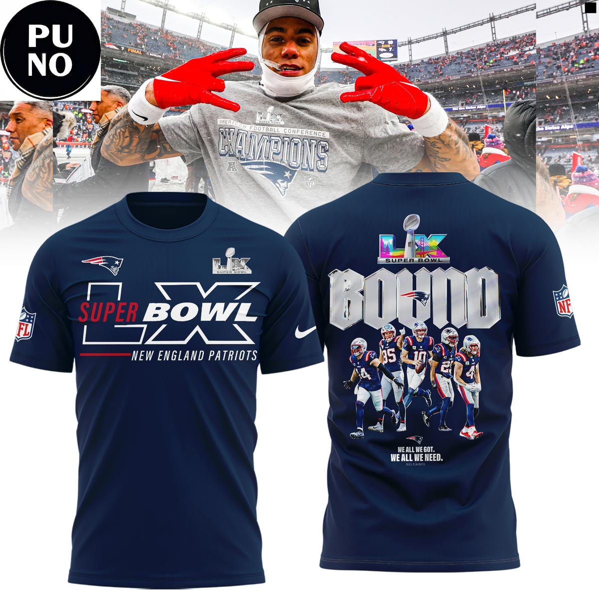New England Patriots AFC Champions Super Bowl LX Bound Hoodie T-Shirt