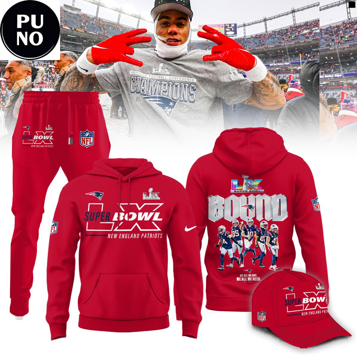 New England Patriots AFC Champions Super Bowl LX Bound Hoodie T-Shirt